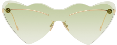Shop Loewe Gold Heart Sunglasses In 30p Shiny Endura Gol