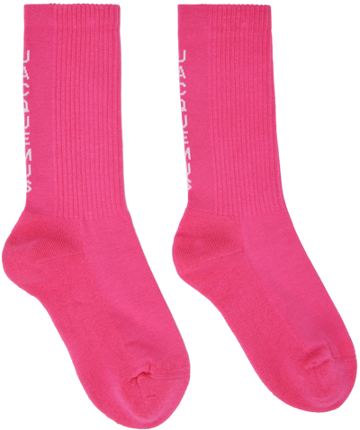 Shop Jacquemus Pink 'les Chaussettes Biancu' Socks In 043 Multi-pink