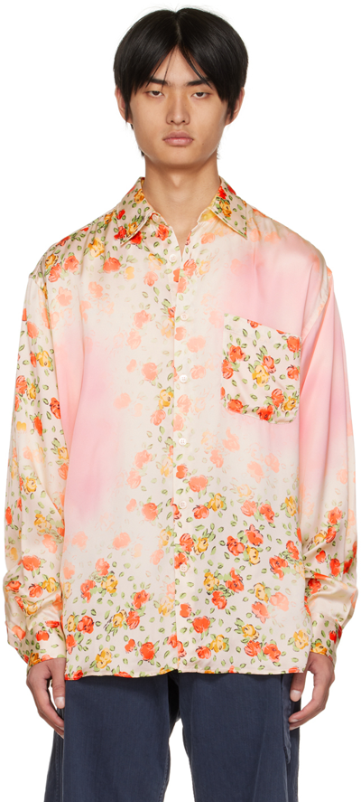 Shop Marni Off-white Floral Print Shirt In Hdw10 Pearl