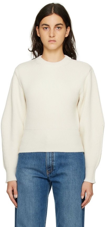 Shop Alaïa White English Sweater In 020 Blanc Casse