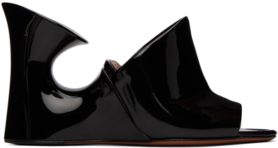 Shop Alaïa Black Calfskin Sculpture Heeled Sandals In 999 Noir
