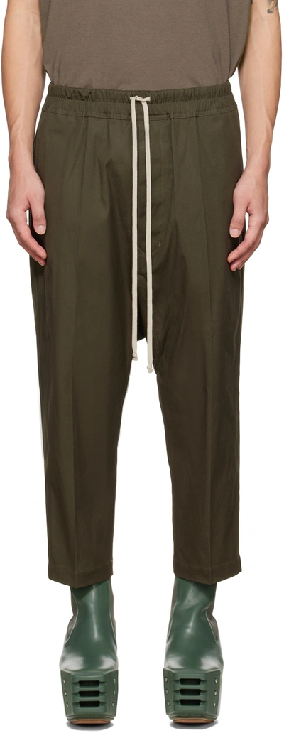 Shop Rick Owens Khaki Cropped Trousers In 15 Green