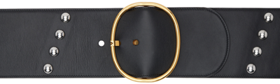 Shop Alaïa Black Ovale Studded Belt In 956 Noir/or