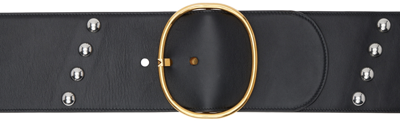 Alaïa Black Ovale Studded Belt In 956 Noir/or