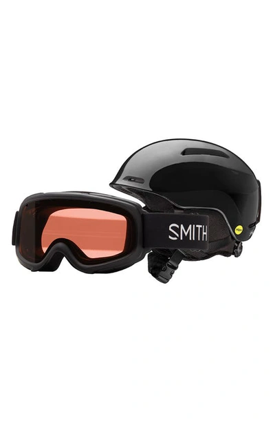 Shop Smith Kids' Glide Snow Helmet With Mips & Gambler Goggles Set In Black