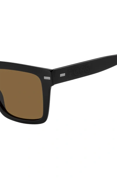 Shop Hugo Boss 53mm Rectangular Sunglasses In Black Pattern / Brown