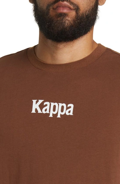 Shop Kappa Authentic Vornit Cotton Graphic Tee In Brown Dk-white Bright
