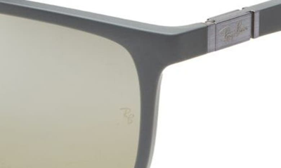 Ray Ban 58mm Mirrored Polarized Rectangular Sunglasses In Matte Grey