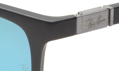 Ray Ban 58mm Mirrored Polarized Rectangular Sunglasses In Matte Black