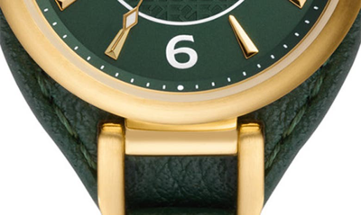 Shop Fossil Carlie Leather Strap Watch, 28mm In Gold/ Green