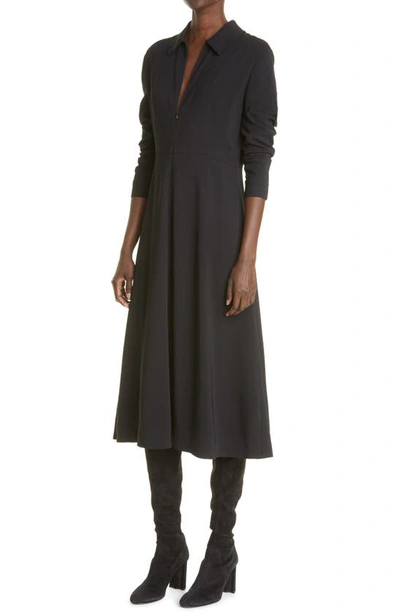 Shop Co Zip Front Long Sleeve Shirtdress In Black