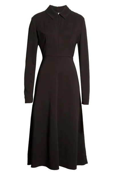 Shop Co Zip Front Long Sleeve Shirtdress In Black