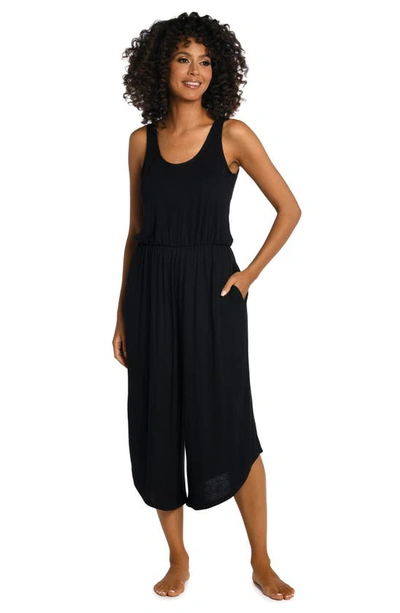 Shop La Blanca Draped Wide Leg Cover-up Jumpsuit In Black