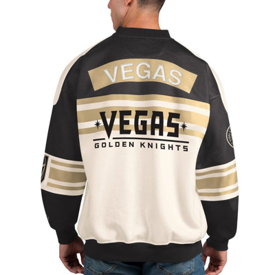 Men's Starter Cream/Black Vegas Golden Knights Defense Pullover