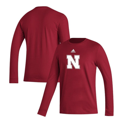 Adidas Originals Adidas Scarlet Nebraska Huskers Locker Logo Fresh Long Sleeve T-shirt In Scarlet