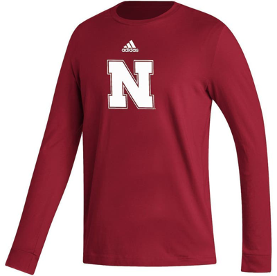 Adidas Originals Adidas Scarlet Nebraska Huskers Locker Logo Fresh Long Sleeve T-shirt In Scarlet