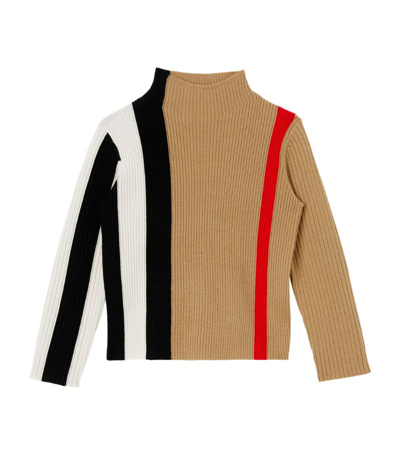 Shop Burberry Kids Wool Icon Stripe Sweater (3-14 Years) In Neutrals