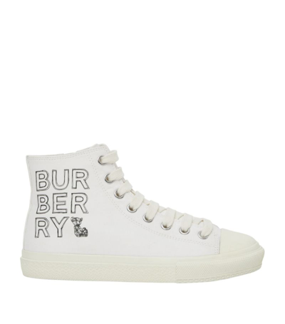Shop Burberry Kids Logo Larkhall Sneakers In White
