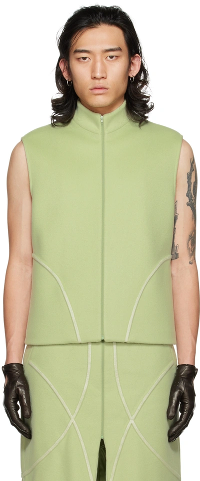 Shop Yulong Xia Ssense Exclusive Green Waistcoat Vest In Avocado Green