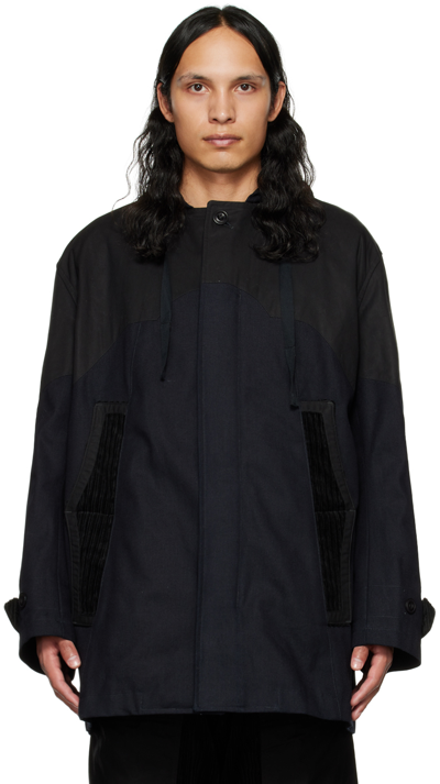 Shop Nicholas Daley Black & Navy Western Jacket In Indigo / Black