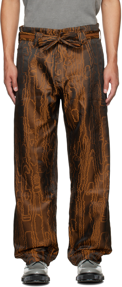 Shop Nicholas Daley Brown Graphic Trousers In Bronze Wavy