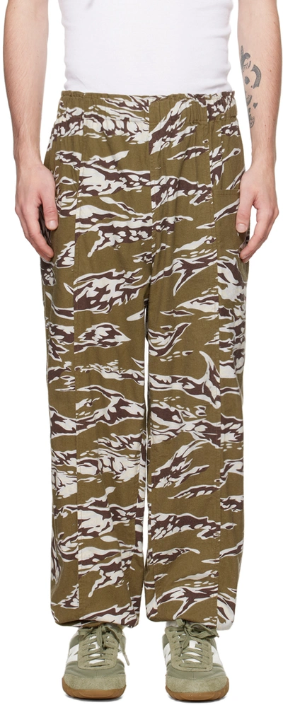 Shop South2 West8 Khaki Camouflage Trousers In A-tiger