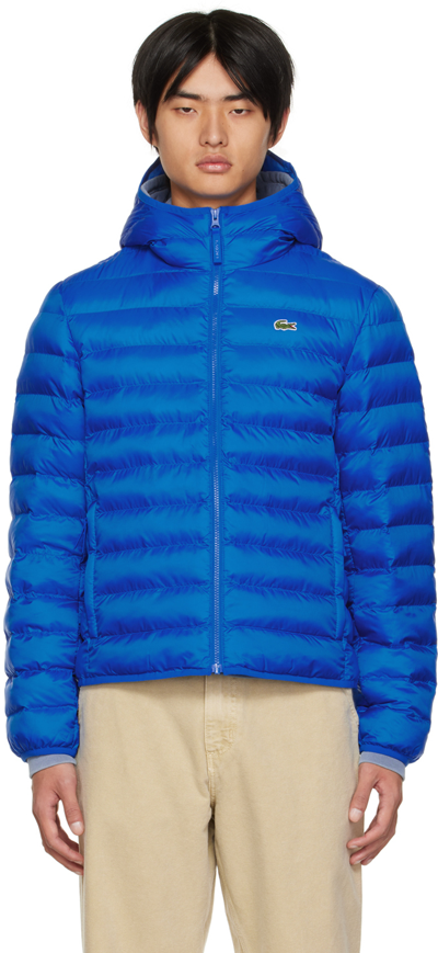 Lacoste Men's Quilted Hooded Jacket - 62 - 2xl In Blue | ModeSens