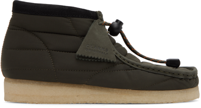 Shop Clarks Originals Khaki Wallabee Boots In Khaki Quilted