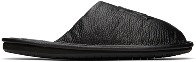 Shop Amiri Black Leather Lux Slippers In Black-nappa Leather