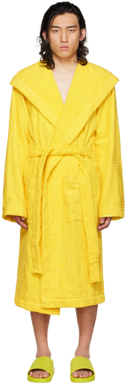 Shop Bottega Veneta Yellow Intreccio Bath Robe In 7219-zest