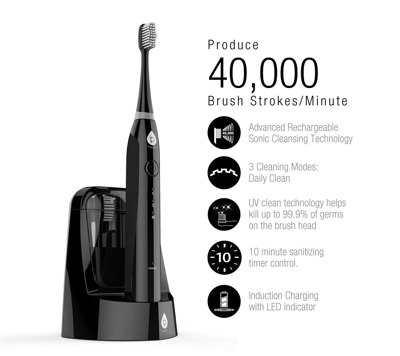 Shop Pursonic Sonic Smartseries Electronic Power Rechargeable Battery Toothbrush With Uv Sanitizing Function, Incl In Black