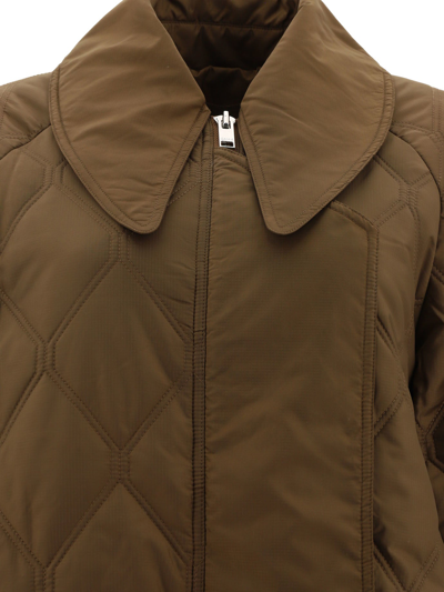 Shop Ganni "ripstop" Quilted Down Coat In Brown