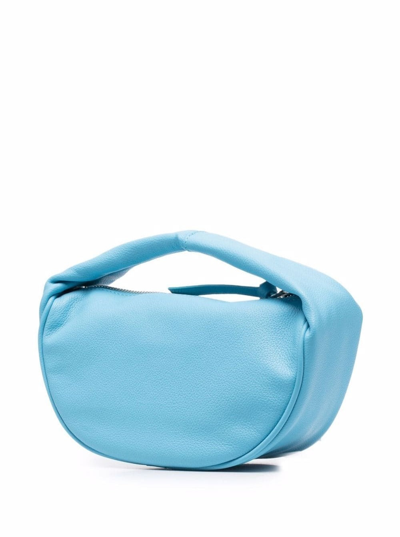 Shop By Far Baby Cush Blue Leather Handbag With Chain In Light Blue