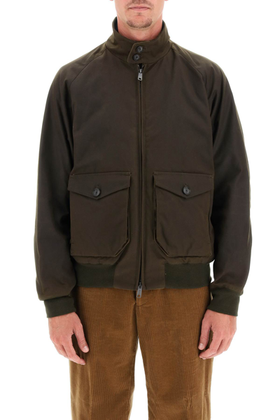 Shop Baracuta G9 Af Waxed Jacket With Teddy Lining In Brown