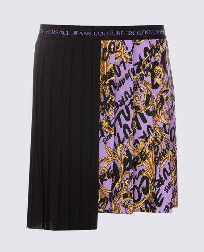 Shop Versace Jeans Couture Black And Purple Mini Skirt
