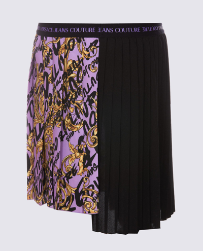Shop Versace Jeans Couture Black And Purple Mini Skirt