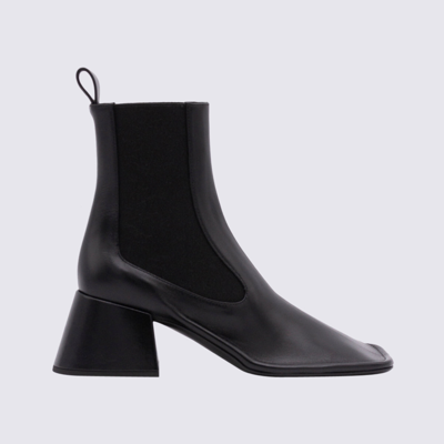 Shop Jil Sander Black Leather Square-toe 65 Ankle Boots