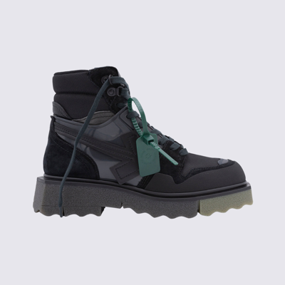 Shop Off-white Black-khaki Leather Boots