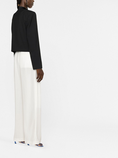 Shop Casablanca Silk Blend Wide Leg Trousers In White