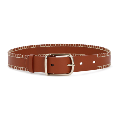 Shop Chloé Leather Louela Belt In Nude &amp; Neutrals