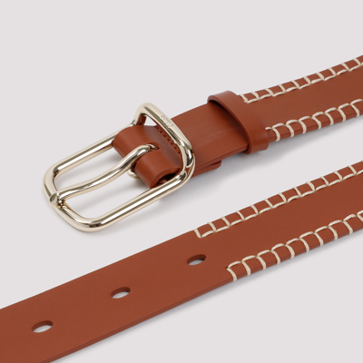 Shop Chloé Leather Louela Belt In Nude &amp; Neutrals