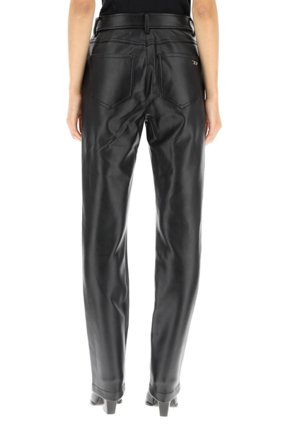 Shop Diesel Straight-leg Faux Leather Pants In Black