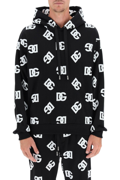 Shop Dolce & Gabbana Dg Logo Hoodie In Black
