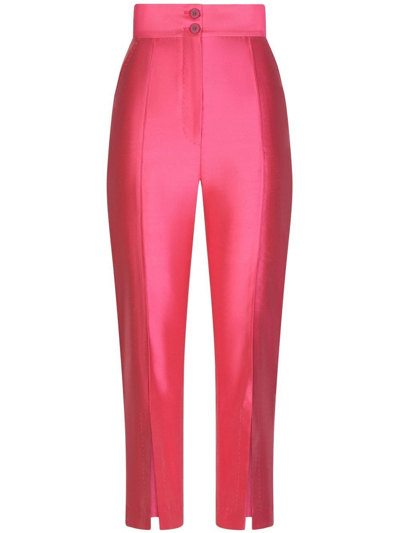 Shop Dolce & Gabbana Dolce&gabbana Cruise High-waisted Silk Trousers In Fuchsia