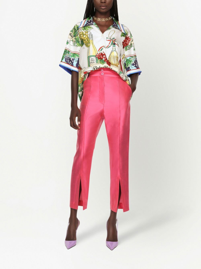 Shop Dolce & Gabbana Dolce&gabbana Cruise High-waisted Silk Trousers In Fuchsia