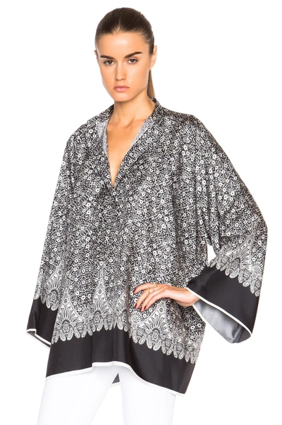 Shop Helmut Lang Kimono Floral Top In Black Multi