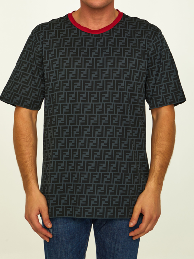 Fendi Grey Ff Logo Cotton T-shirt In Black | ModeSens Fendi Grey Ff Logo Cotton T-shirt In Black | ModeSens