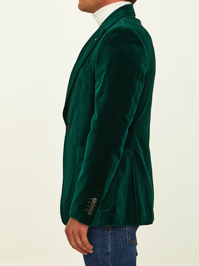 Shop Lardini Green Velvet Jacket