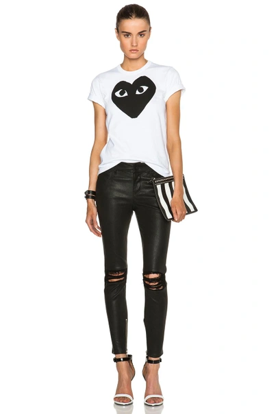 Shop Comme Des Garçons Play Cotton Black Heart Emblem Tee In White