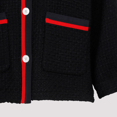 Shop Miu Miu Tweed Blouson Jacket In Black